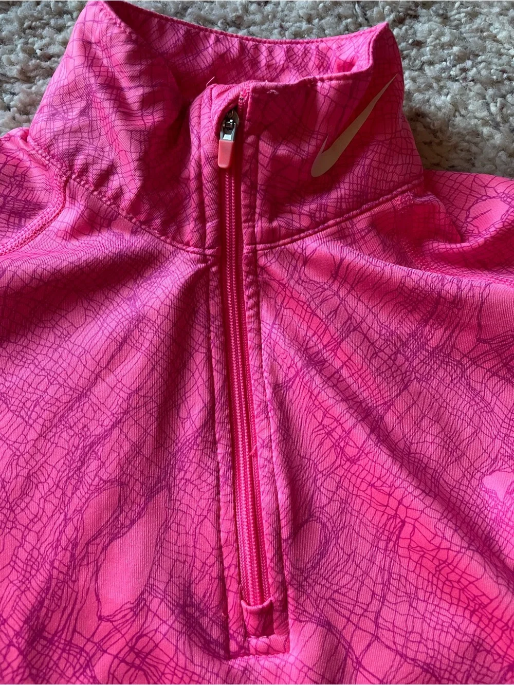 NIKE Women’s Pink Quarter-Zip Long Sleeve Crop Jacket Size XS
